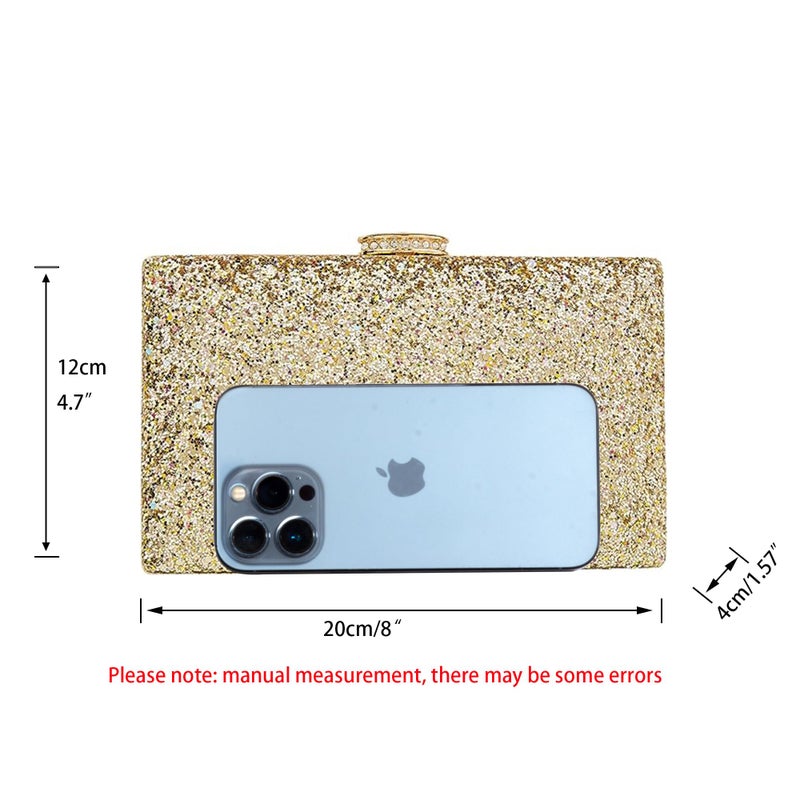 CARIEDO Women's Sparkling Clutch Purse Glitter Evening Bags Bling Handbag for Dance Wedding Party Prom Bride (Gold) - Image 3